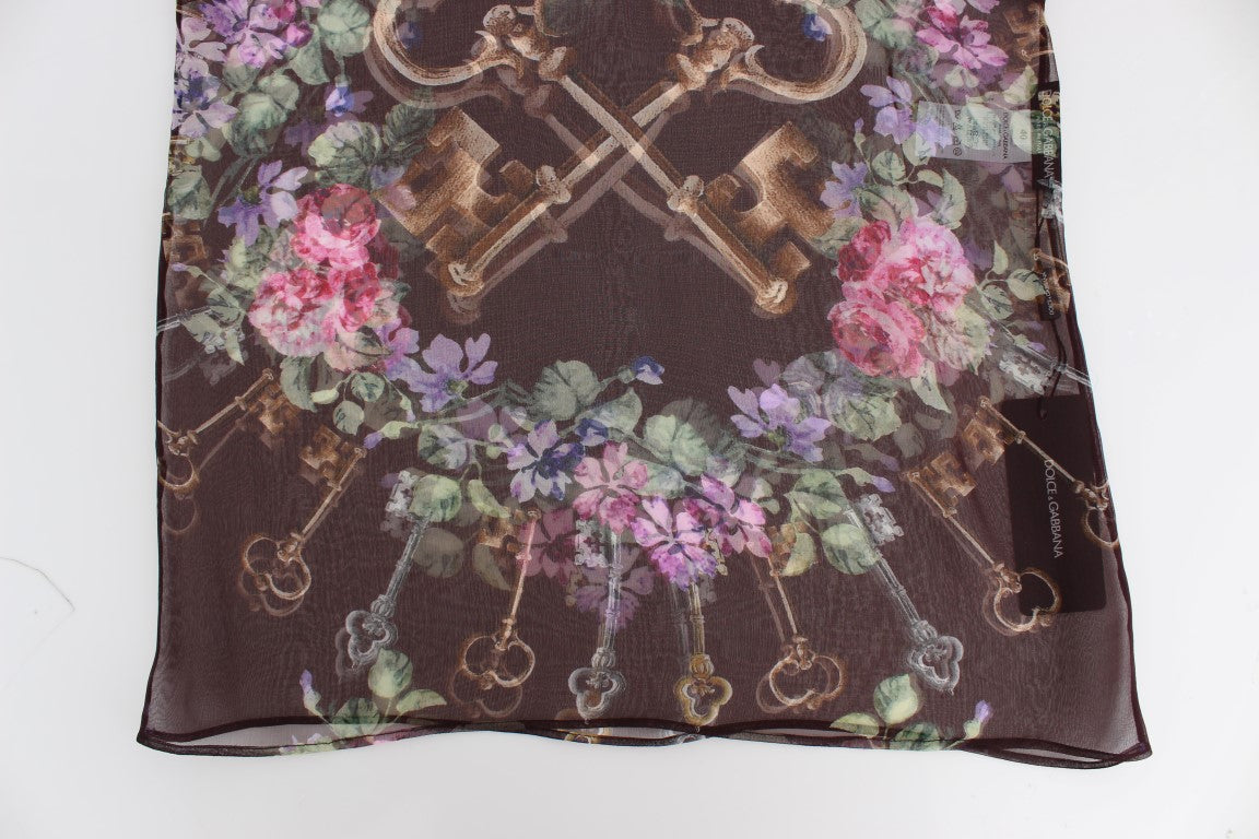 Dolce & Gabbana Elegant Floral Silk Blouse with Cap Sleeves