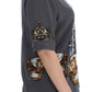 Dolce & Gabbana Gray Knight Crown Print Silk Blouse Top