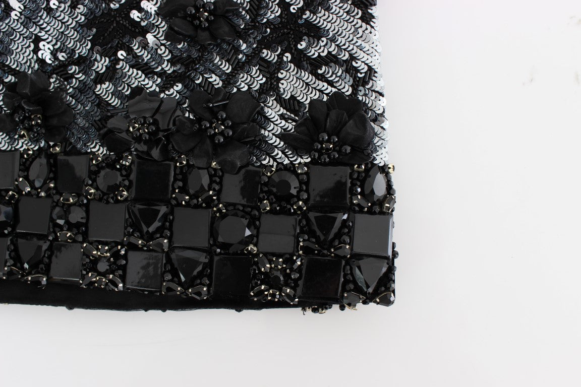 Dolce & Gabbana Black Clear Crystal Runway Blouse Top