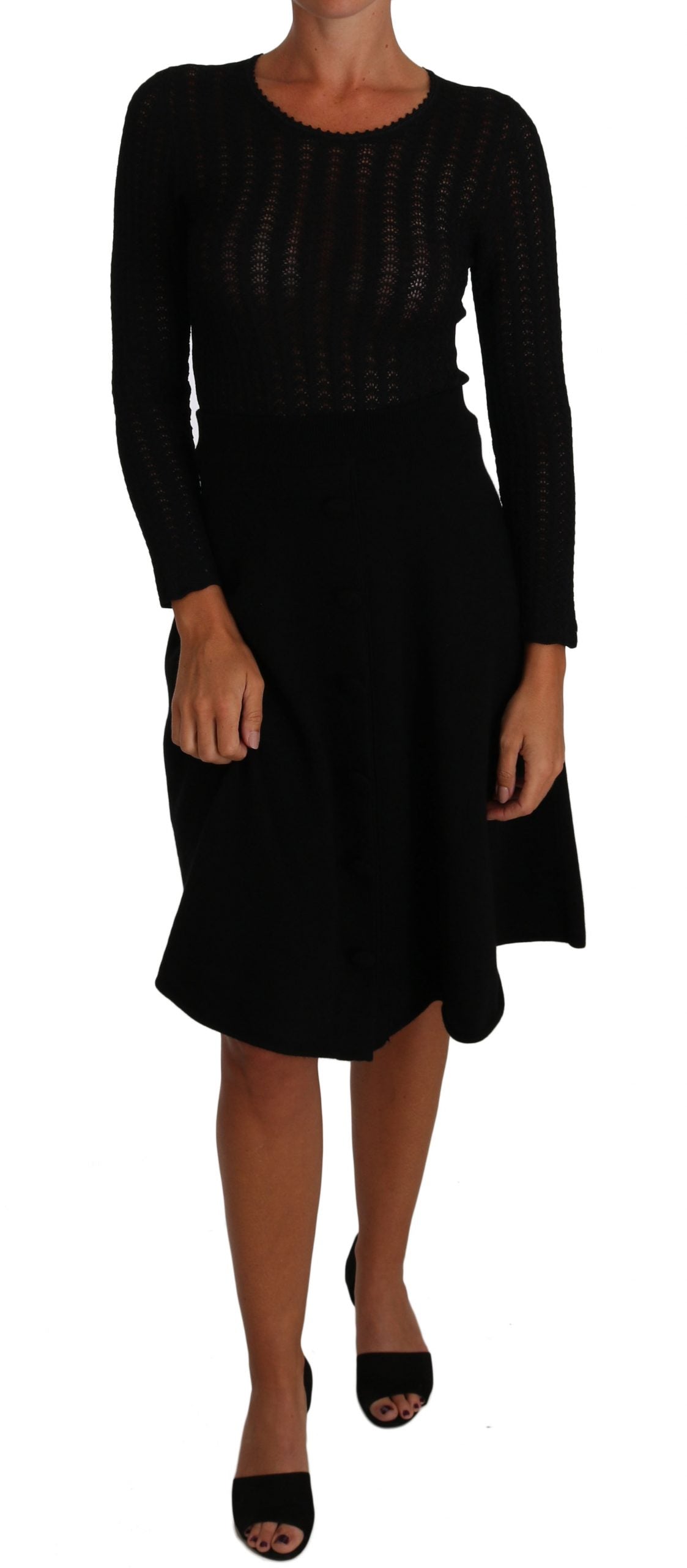 Dolce & Gabbana Elegant Black Knitted Sheath Dress