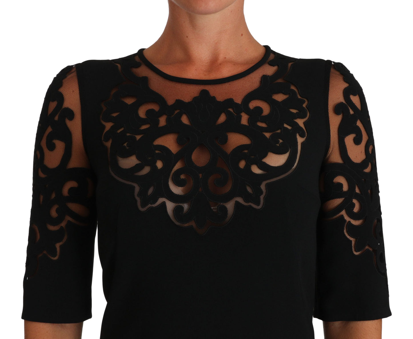Dolce & Gabbana Black Floral Cut Out Pattern Coctail Dress