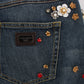 Dolce & Gabbana Crystal Roses Heart Embellished Jeans