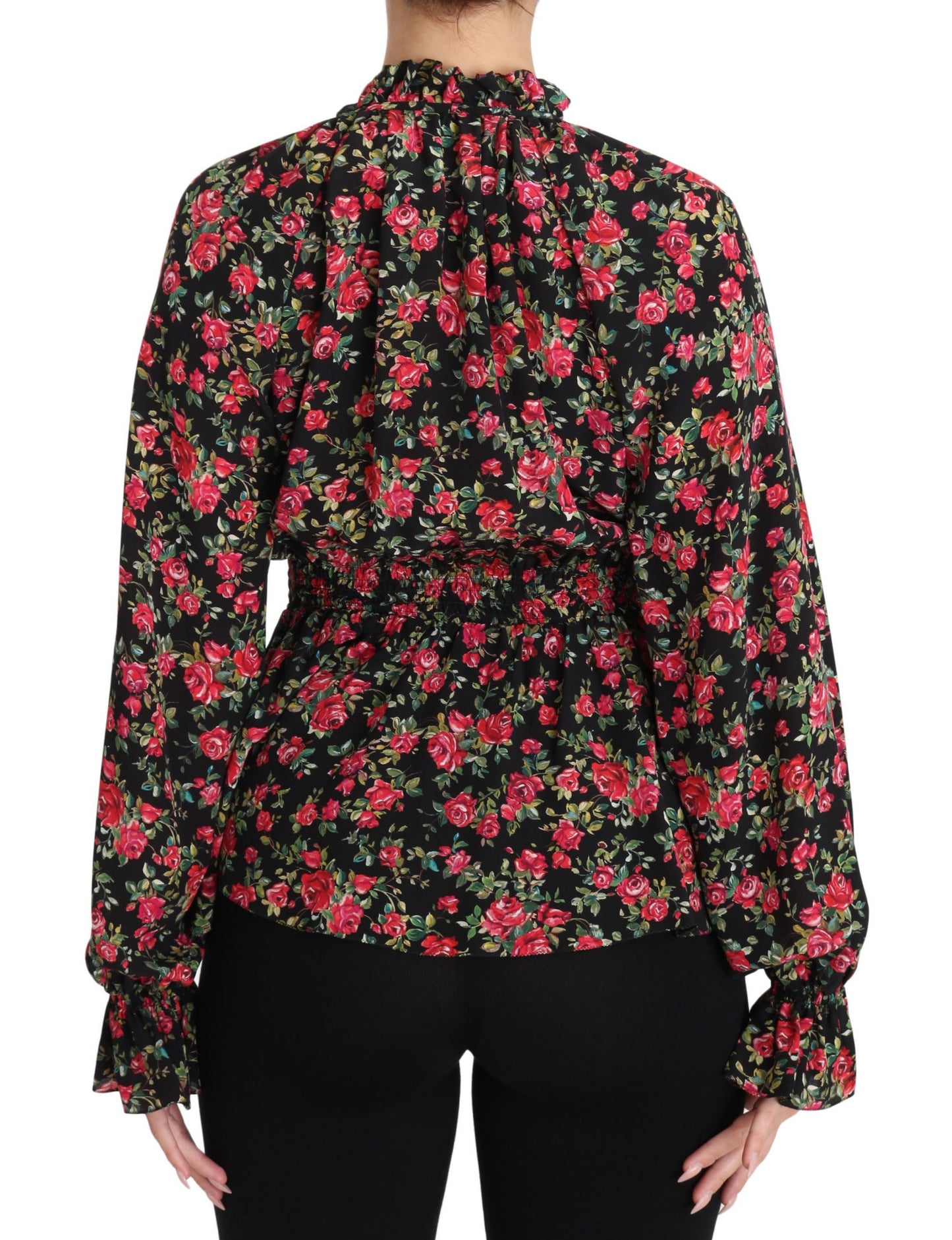 Dolce & Gabbana Elegant Black Floral Silk Shirt