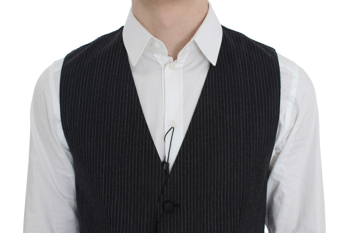 Dolce & Gabbana Gray Striped Formal Vest