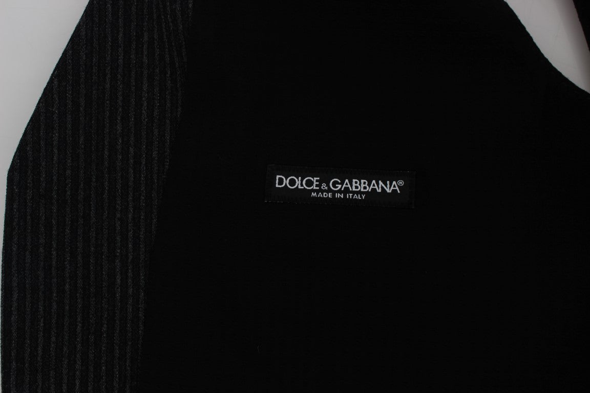 Dolce & Gabbana Gray Striped Formal Vest