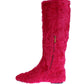 Dolce & Gabbana Pink Lamb Fur Leather Flat Boots