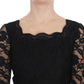 Dolce & Gabbana Elegant Black Floral Lace Maxi Dress