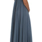 Dolce & Gabbana Blue Silk Crystal Sheath Gown Ball Dress