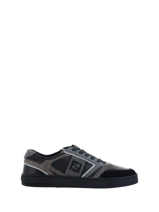 Fendi Black Calf Leather Low Top Sneakers