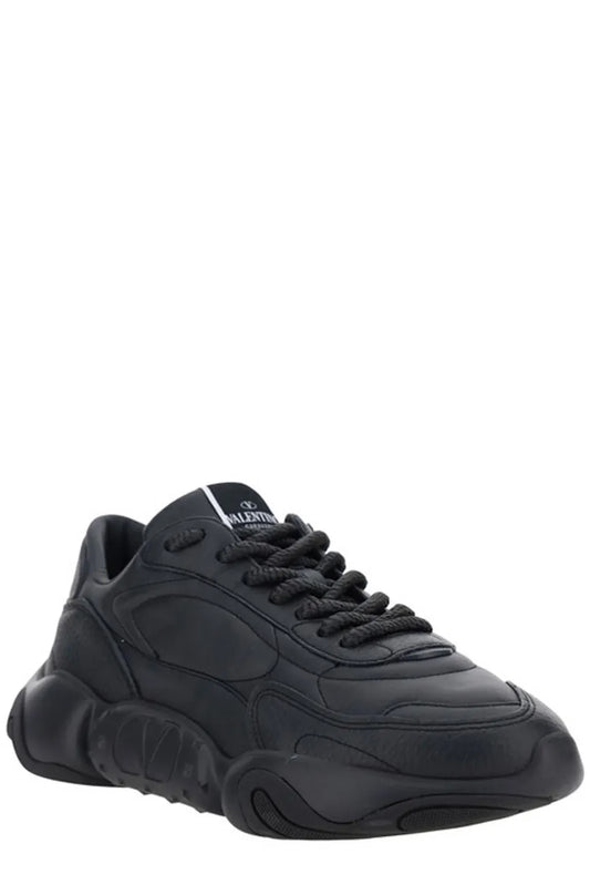 Valentino Black Calf Leather Garavani Sneakers