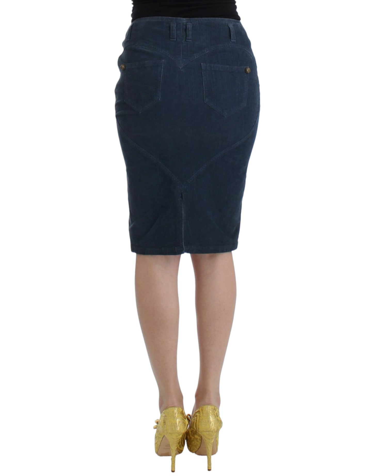 Cavalli Blue corduroy pencil skirt