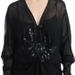 Cavalli Black long sleeve silk dress