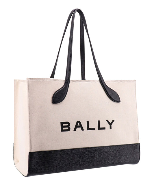 Bally Elegant Two-Tone Leather Tote Shoulder Bag