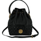 Versace Elegant Black Leather Medusa Bucket Shoulder Bag