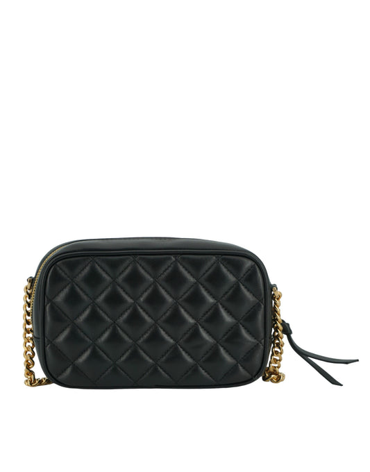 Versace Elegant Small Black Leather Crossbody Bag