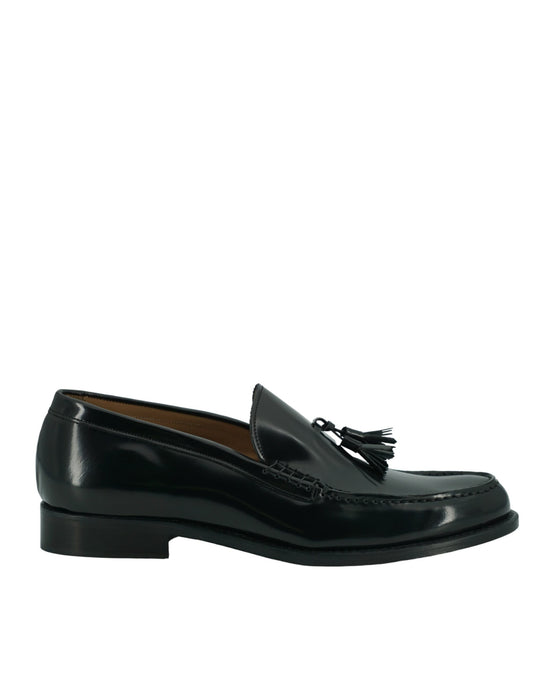 Saxone of Scotland Elegant Black Calf Leather Loafers - Men's Classic Footwear