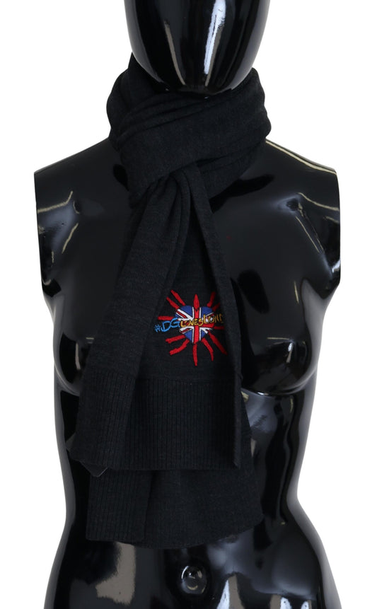 Dolce & Gabbana Elegant Black Wool Scarf Wrap