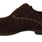 Dolce & Gabbana Brown Suede Marsala Derby Studded Shoes