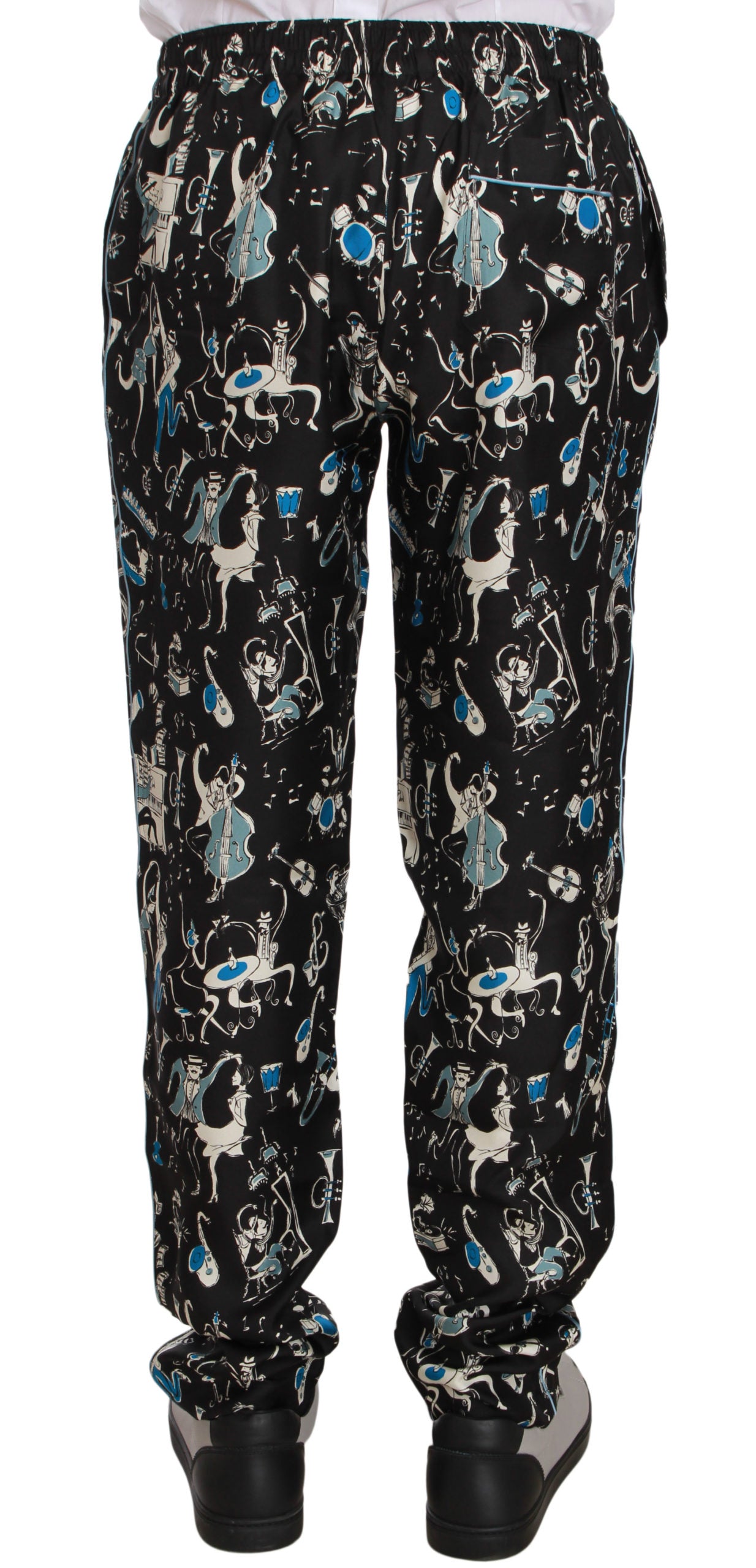 Dolce & Gabbana Black Musical Instrument Sleepwear Pants