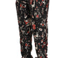 Dolce & Gabbana Elegant Black Silk Lounge Pants with Red Print