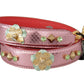 Dolce & Gabbana Elegant Metallic Pink Leather Shoulder Strap