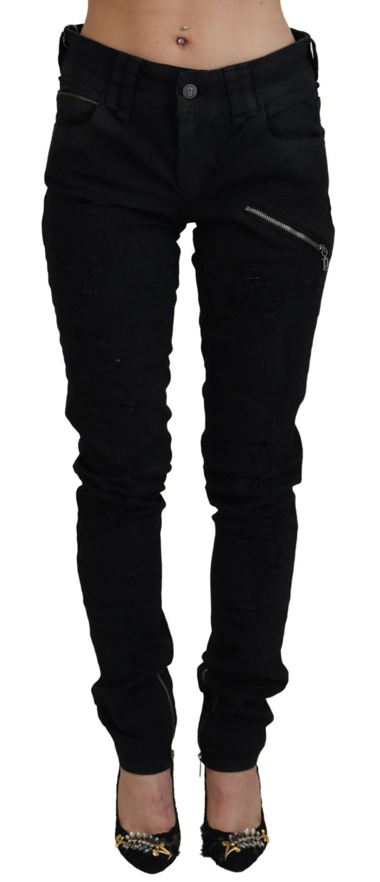 John Galliano Black Cotton Mid Waist Skinny Slim Fit Denim Jeans