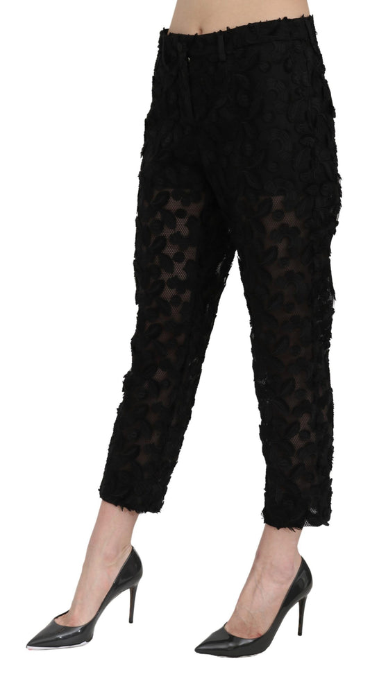 Dolce & Gabbana Elegant Straight Cropped Lace Trousers