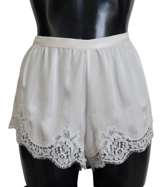 Dolce & Gabbana White Silk Floral Lace Lingerie Underwear