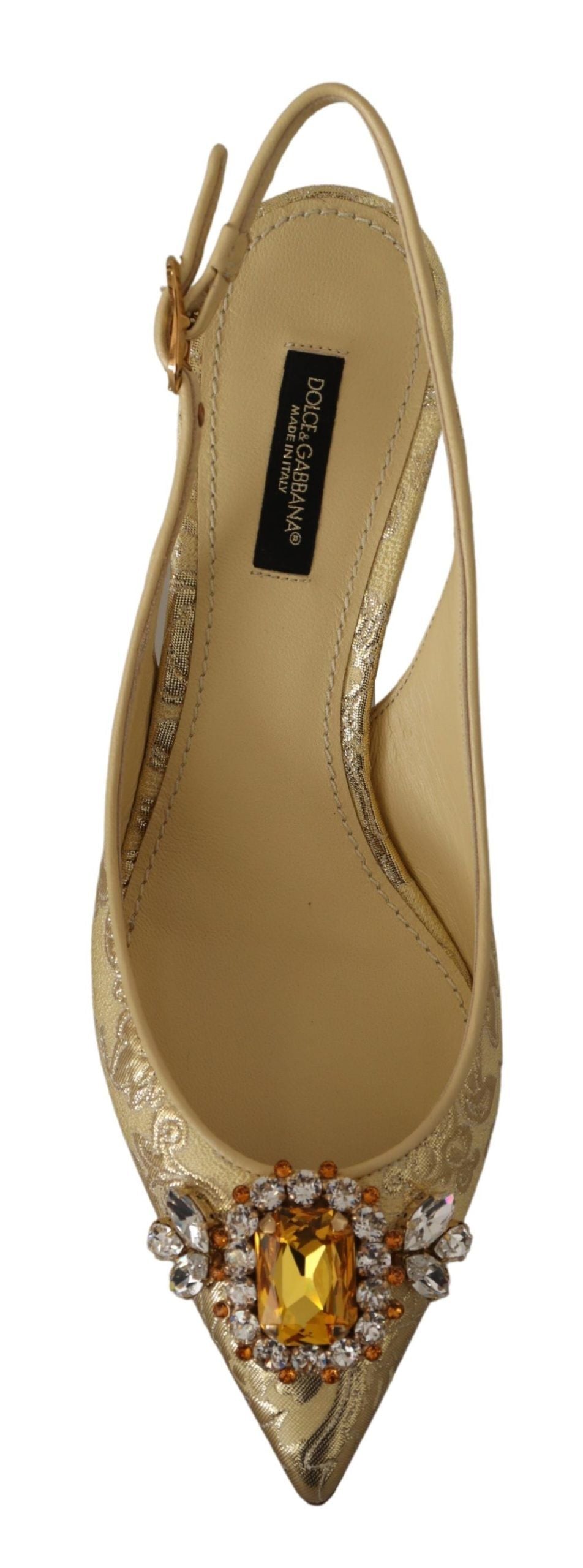 Dolce & Gabbana Gleaming Gold Crystal Slingback Heels