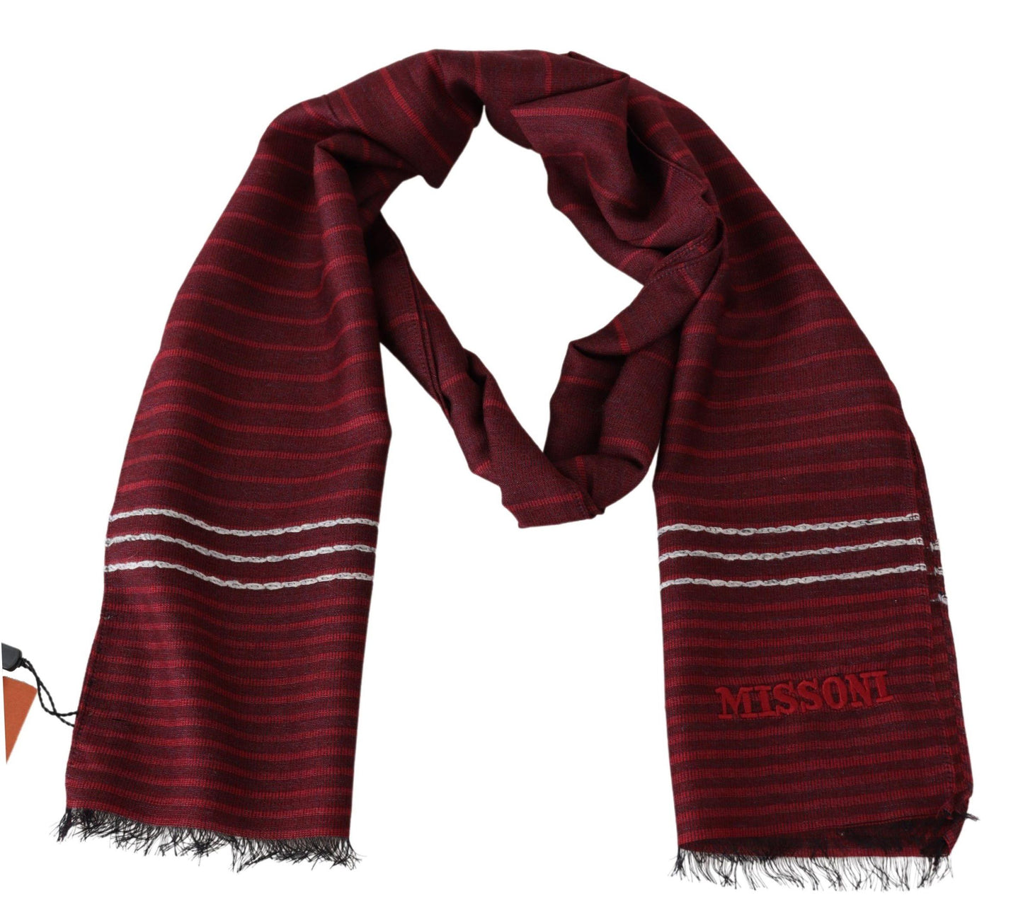 Missoni Red Striped Wool Blend Unisex Neck Wrap Red