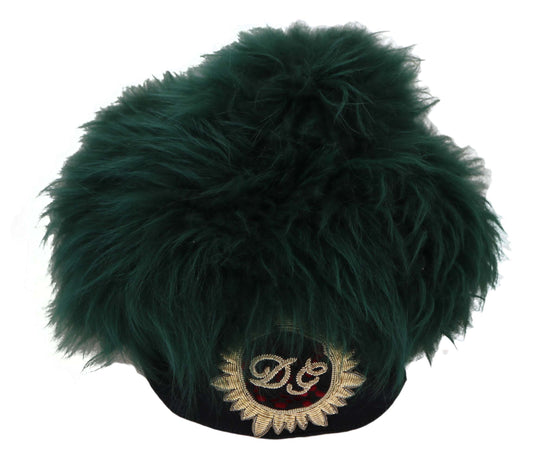 Dolce & Gabbana Elegant Emerald Cashmere Cloche Cap