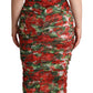 Dolce & Gabbana Red Floral Print Tulle Sheath Midi Dress