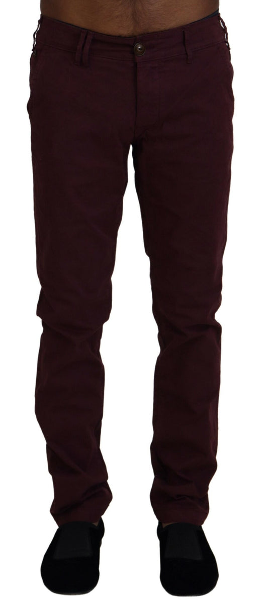 CYCLE Maroon Cotton Stretch Skinny Casual Men Pants
