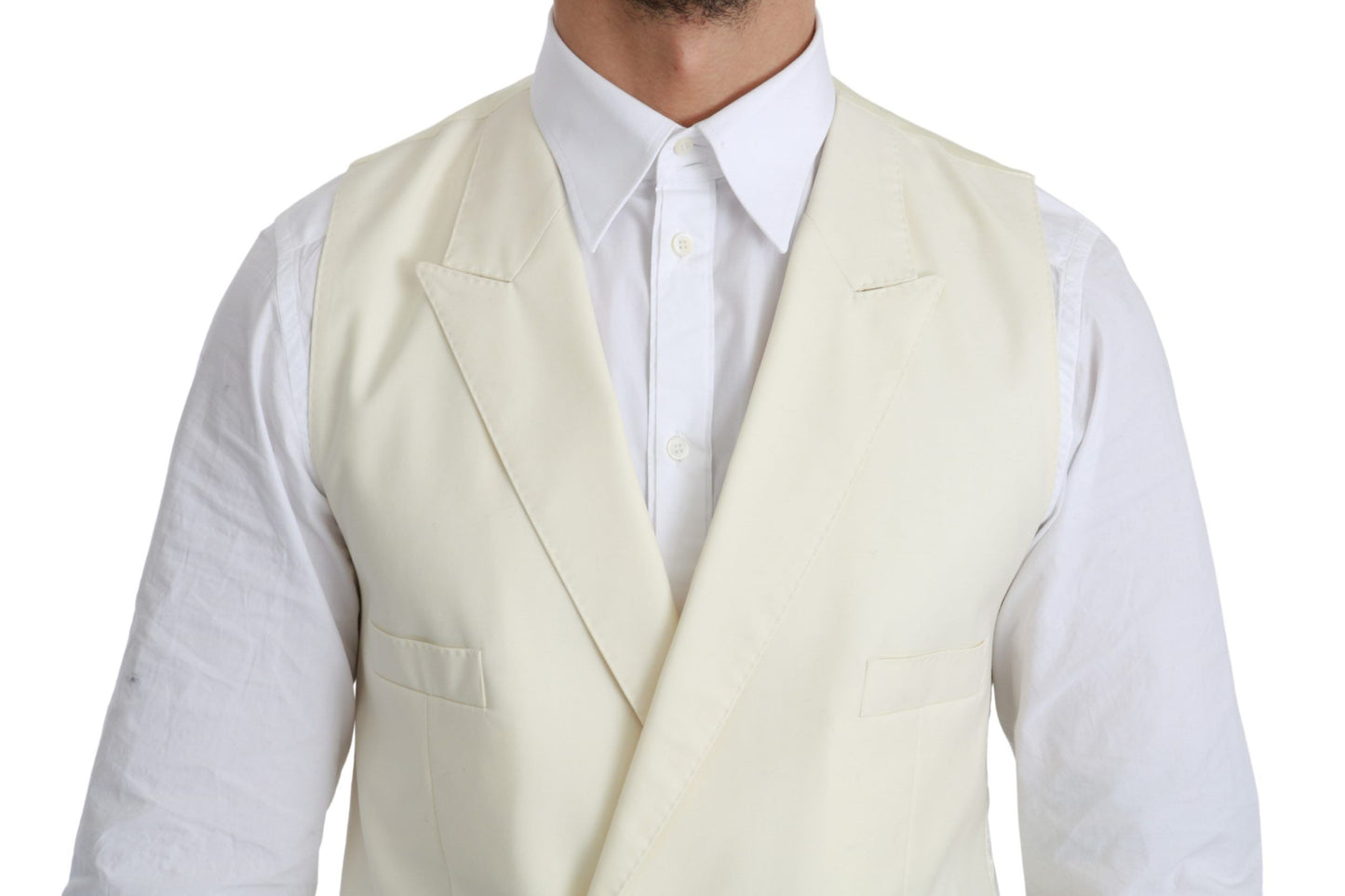 Dolce & Gabbana White Waistcoat Formal Wool  Vest