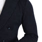 Dolce & Gabbana Dark Blue Dotted Double Breasted Coat Blazer