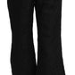 Dolce & Gabbana Black High Waist Flared Cropped Brocade Pants