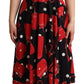 Dolce & Gabbana Black Red Bag Print A-line Mid Length Dress
