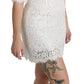 Dolce & Gabbana White Floral Lace Shift V-neck Mini Dress