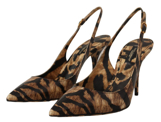 Dolce & Gabbana Tiger Pattern Slingback Heels Pumps