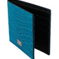 Dolce & Gabbana Blue Mens Card Holder Bifold Logo Exotic Skin Wallet
