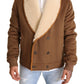 Dolce & Gabbana Brown Double Breasted Shearling Coat Jacket
