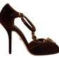 Dolce & Gabbana Elegant Gold Detail Velvet Heels