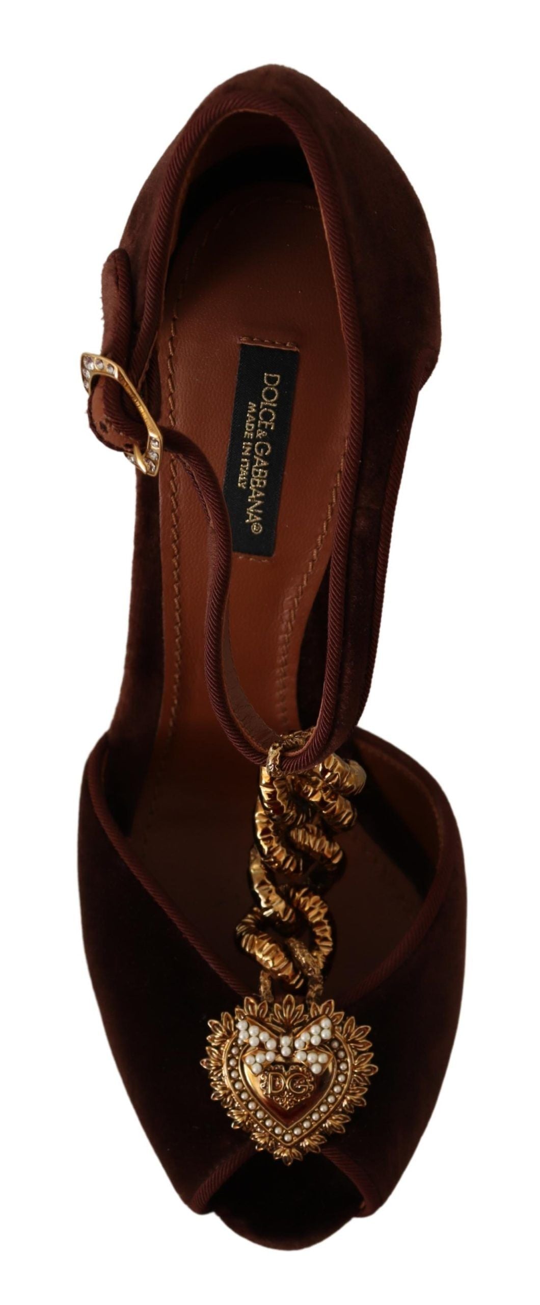 Dolce & Gabbana Elegant Gold Detail Velvet Heels