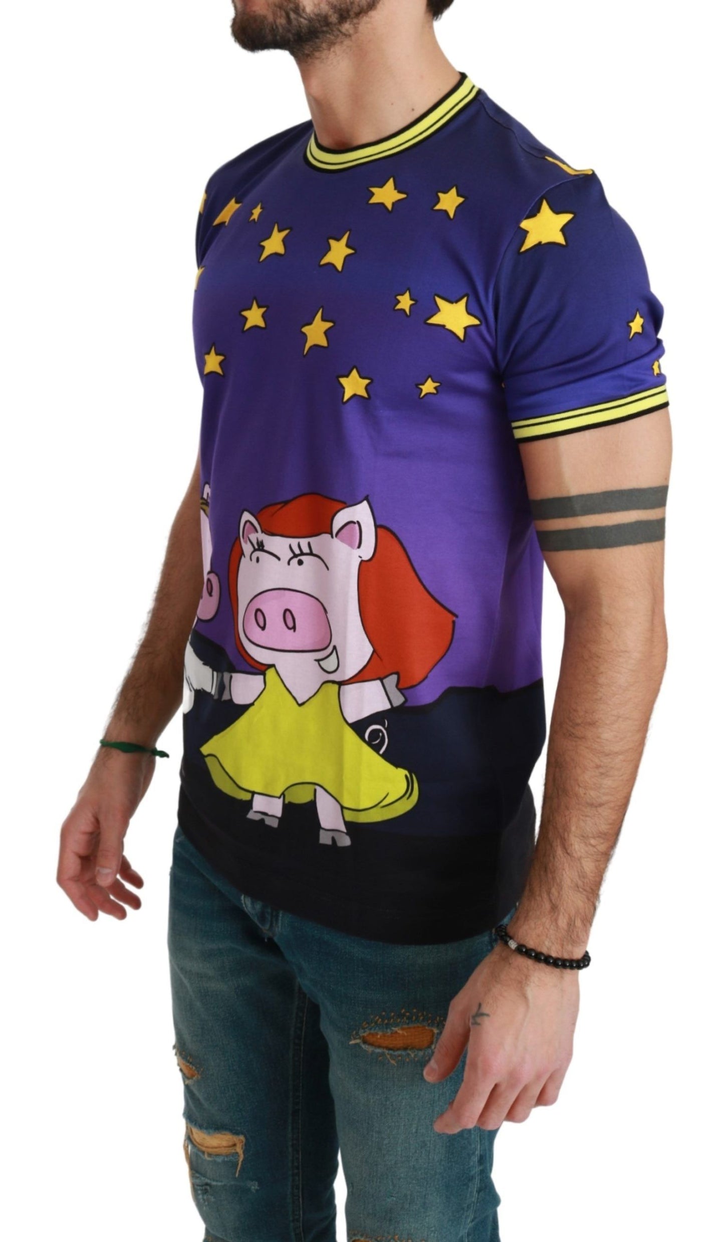 Dolce & Gabbana Purple  Cotton Top 2019 Year of the Pig  T-shirt