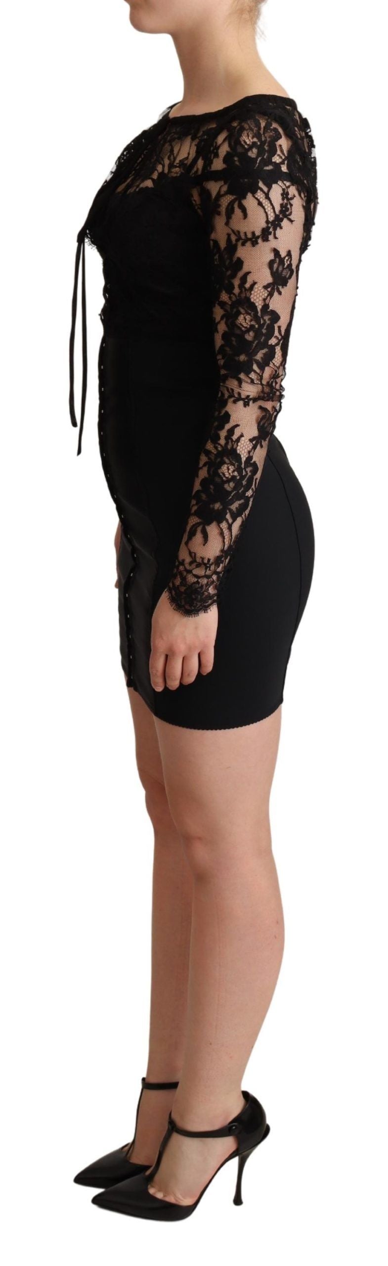 Dolce & Gabbana Black Fitted Lace Top Bodycon Mini Dress