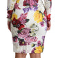 Dolce & Gabbana White Floral Print Silk Long Sleeve Dress
