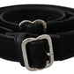 GF Ferre Chic Black Leather Waist Belt with Chrome Buckle