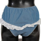 Ermanno Scervino Blue Cotton Lace Slip Denim Bottom Underwear