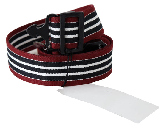 Costume National Striped Leather Fashion Belt in Black & Red
