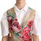Dolce & Gabbana Beige Jacquard Floral Print Waistcoat Vest